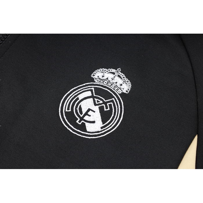 Chandal de Sudadera del Real Madrid Nino 23-24 Negro y Blanco